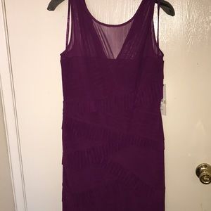 NWT mesh yoke matte chiffon pleated dress